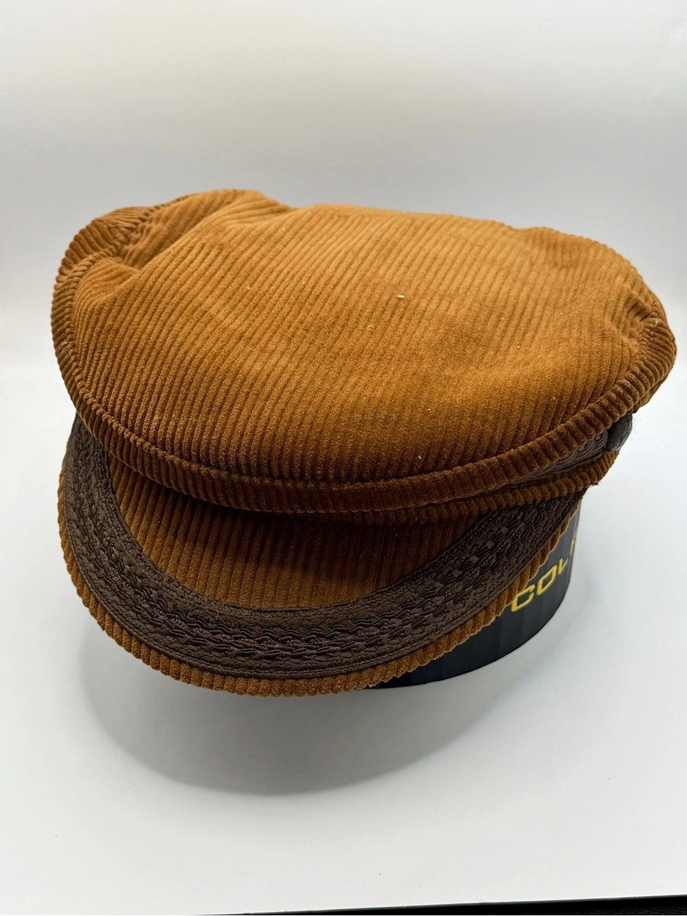 Vintage Corduroy Brown Greek Fisherman Hat XL